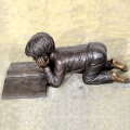 2019 popular life size bronze boy and wheelbarrow planter sculpture decorative garden